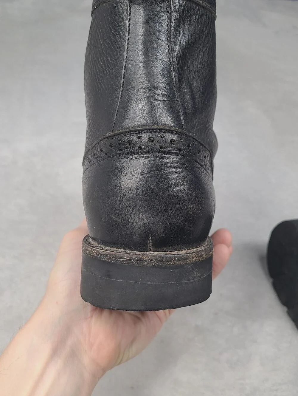 Frye Earl Wingtip Lace Up Mens Black Leather Western Combat Boots - Size 11 D -